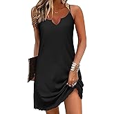 Ekouaer Sleeveless Nightgowns for Women Racerback Night Gowns Ribbed Knit Sleep Shirt Sexy V Neck Spaghetti Strap Dress
