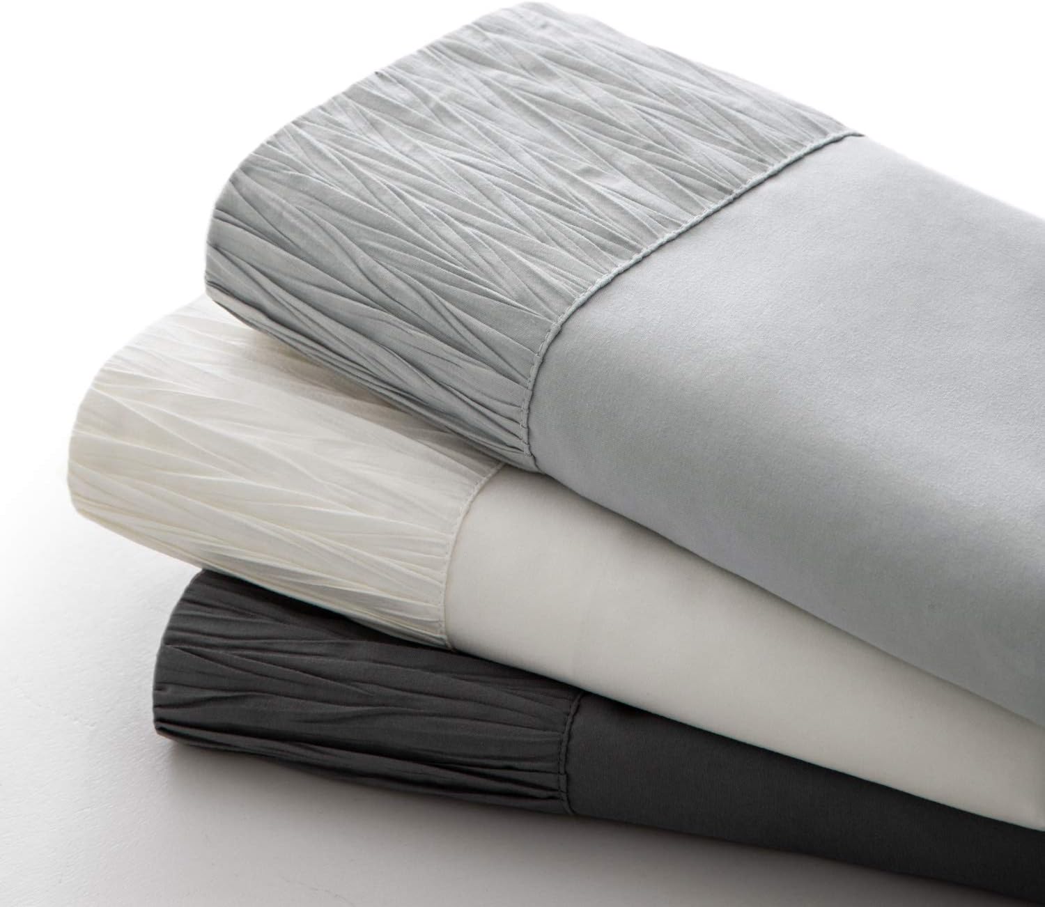 Bedsure Queen Size Sheets- Ruffled Embossed Bed Sheet Set - Soft Brushed Microfiber, Wrinkle Resistant Sheet - 14 inches Deep Pocket - 4-Pieces (Dark Grey): Kitchen & Dining