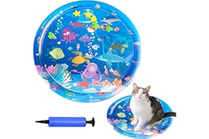 kjsdsss Pet Water Bed, 2025 New Thickened Water Sensory Play Mat for Cats Dog, Summer Pets Cooling Water Sensory Play Pad with Inflator, Comfort Cooling Water Mat for Cats(100 * 100cm/39 * 39in)
