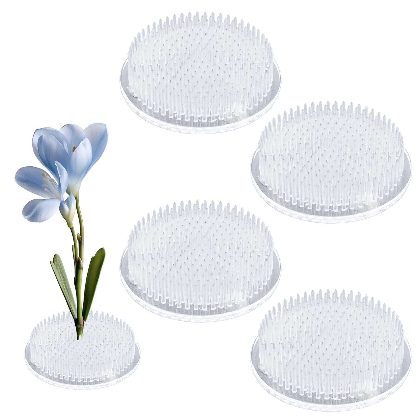 WANDIC 4 Pcs Flower Frog,Round Plastic Floral Arrangement Holder Ikebana Kenzan Flower Frogs with 3 Suckers for DIY Floral Art Craft