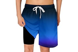 Cozople Boys Swim Trunks Quick Dry Compression Liner Swim Shorts Summer Bathing Suit with Inner Pocket Swimwear 7-20T