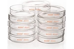 XCD Glass Petri Dishes, 10 Pack Borosilicate Glass Cell Culture Dishes Autoclavable Lab Dishes with Clear Lid for Laboratory 