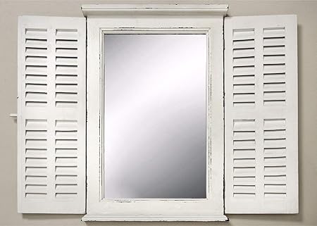 B B Espejo Con Puertas Madera Diseno De Ventana Color Blanco Amazon Es Hogar