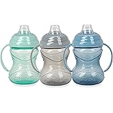 Nuby Clik-It Soft Spout No-Spill Training Sippy Cup with Handles - (3-Pack) 10 Oz - 4+ Months - Neutral