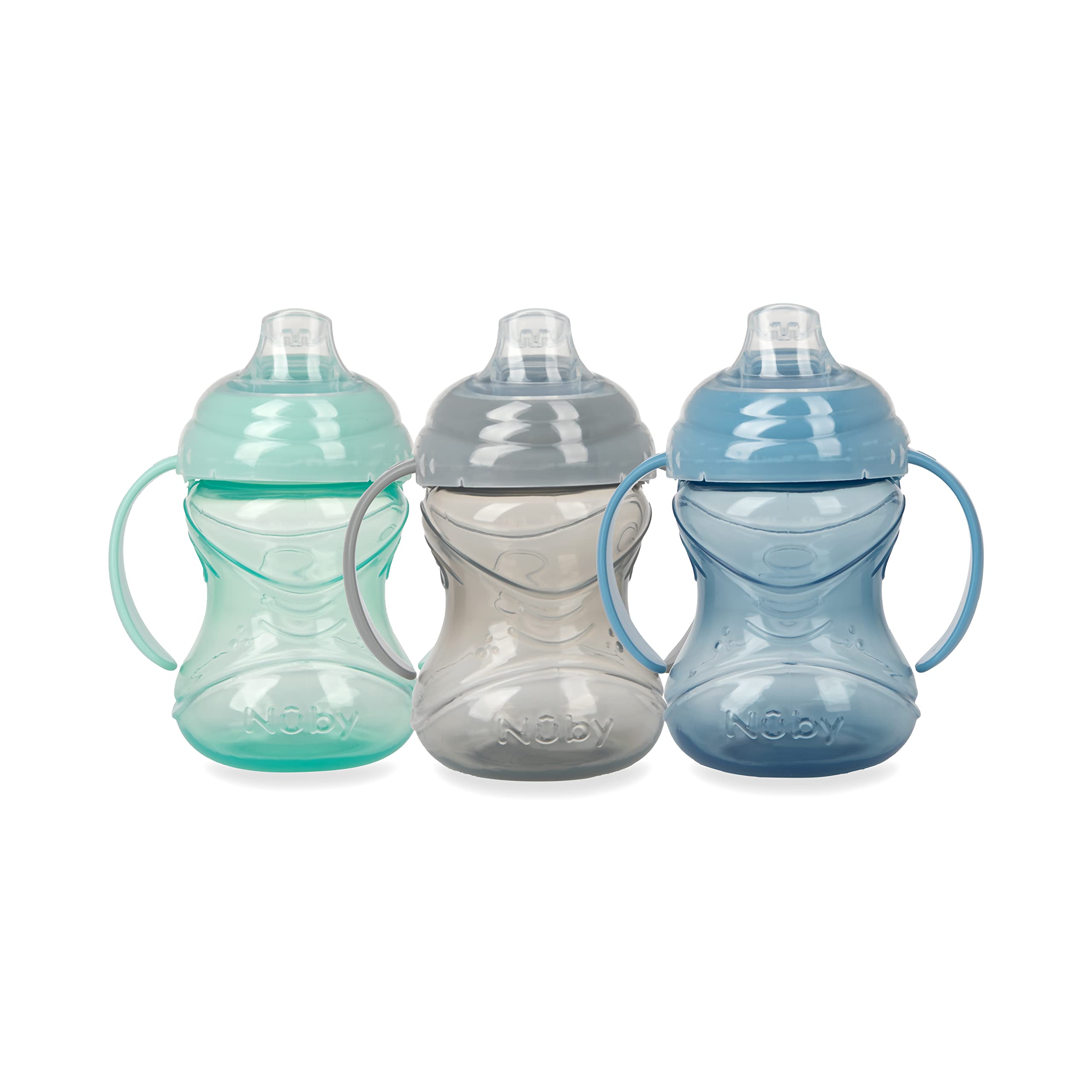 Photo 1 of Nuby 3 Piece No-Spill Grip N’ Sip Cup with Soft Flex Spout, 2 Handle with Clik It Lock Feature, Neutral,10 Ounce