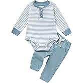 QUEKRE Baby Boy Clothes Ribbed Knitted Long Sleeve Romper Solid Pants Fall Winter Outfit Set