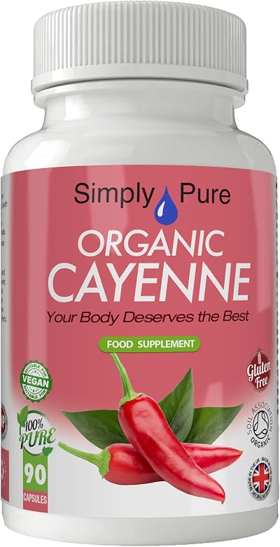 Simply Pure Organic Cayenne Pepper 500mg Capsules 90 Vegan Gluten Free