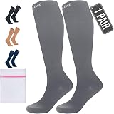 360 Relief 1 Pair Compression Socks 15-20 mmHg Grey L/XL with Laundry Bag