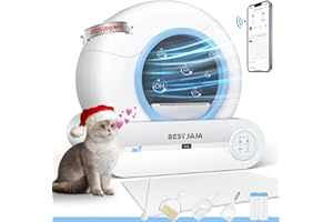 BEST JAJA Self Cleaning Litter Box, 2025 Upgraded Automatic Cat Litter Box with Mat & Multiple Cleaning Tools, 68L+9L Large Capacity Cat Robot, Suitable for Multiple Cats, APP Control (Blue)