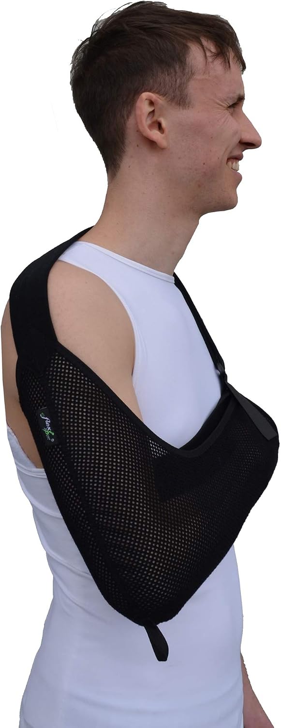 Arm Sling Adult (M, black/black trim) Feel Safe, Easy to Fit, Cooling Fabric Technology, Fits R or L. - Image 4