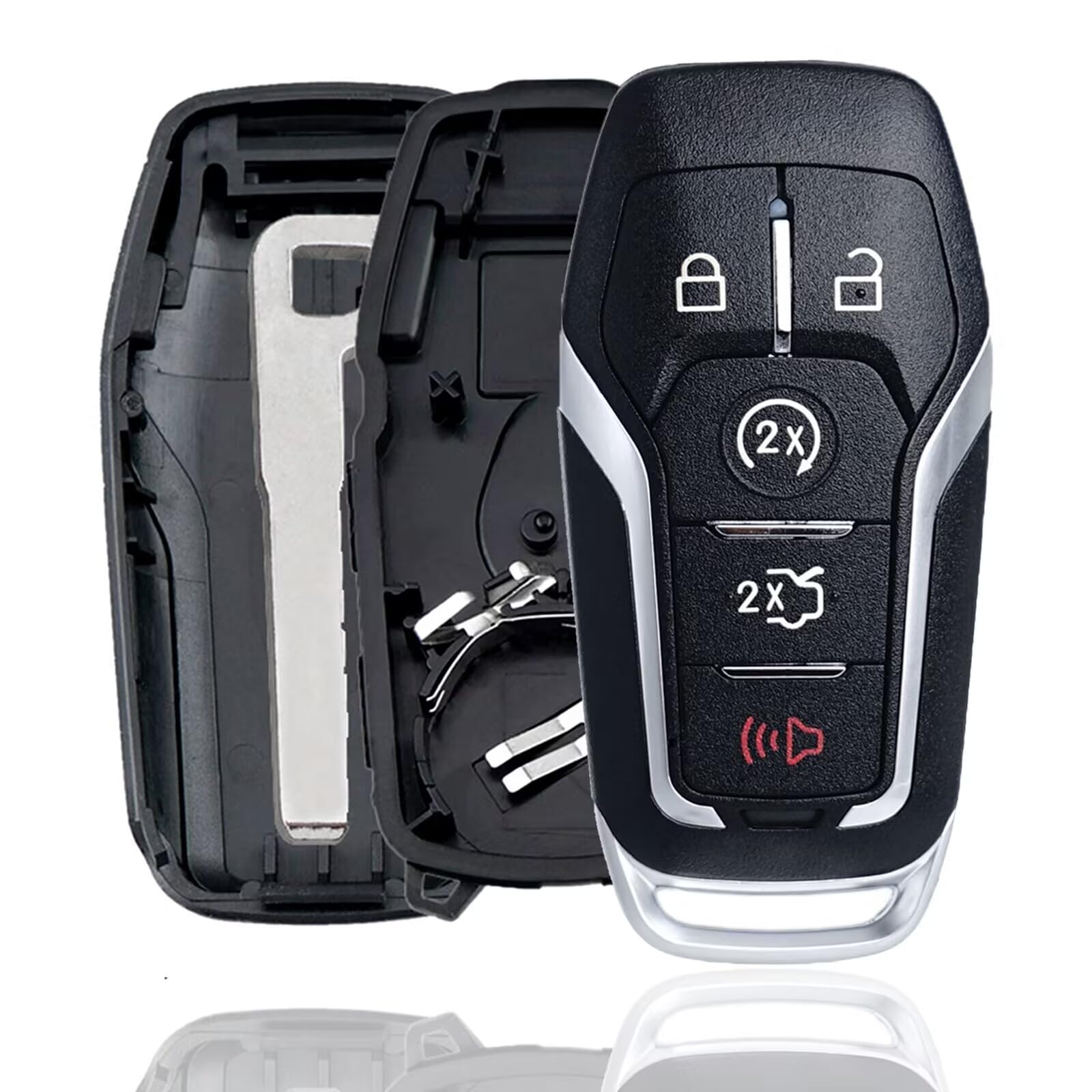 Photo 1 of MechanMagic Smart Key Fob Shell Case Cover Replacement Fit for Ford F150 Explorer Mustang Edge Fusion Lincoln MKX MKC MKZ Keyless Entry Remote 5 Buttons Pad Key Cover 2013 2014 2015 2016 2017