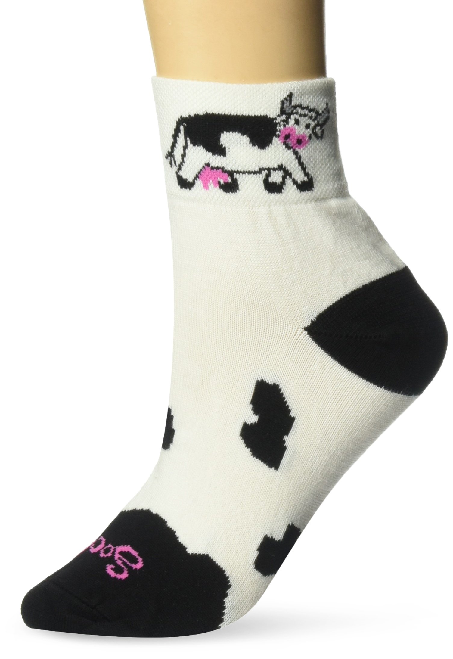 Sockguy Women's Ultra-Wicking Socks - Cow White/Black, Small/Medium