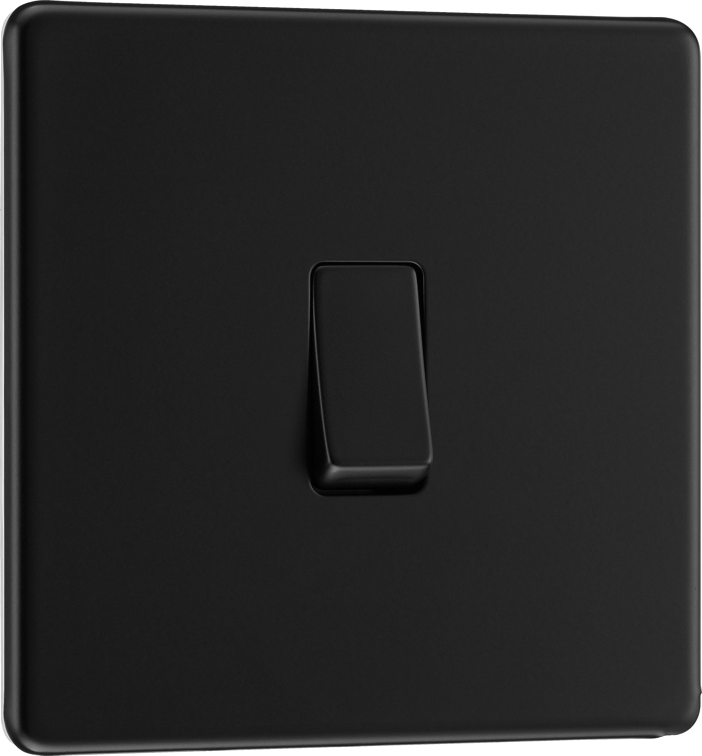BG Electrical Single Intermediate Wall Light Switch, Screwless Front Plate, Slim Profile, Premium Flatplate, Matt Black, 20A, 16AX, FFB13