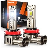 SEALIGHT H11/H9/H8 LED Bulb, 1200% Super Brighter, 6500K White Built-in Driver, 70000Hrs Lifespan with 25000RPM Cooling Fan, IP68 Waterproof, 2 Pack