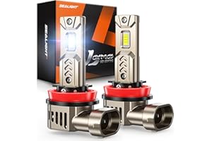 SEALIGHT H11 Bulbs or H8/H9/H16, 45000LM Super Bright L2S H11 LED Fog Bulb, 6500K Light Bulb with 1:1 Mini Size, H8 H9 Driving Lights with 25000RPM Cooling Fan, Plug-N-Play, Pack of 2