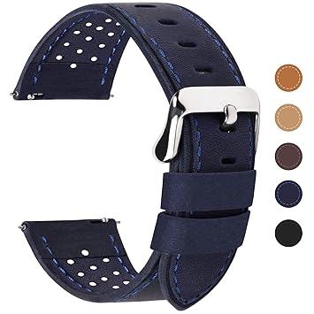 Fullmosa 6 Farben für Uhrenarmband mit Schnellverschluss, Breeze Serie Leder Ersatzband geeignet für Armbanduhr Herren&Damen,