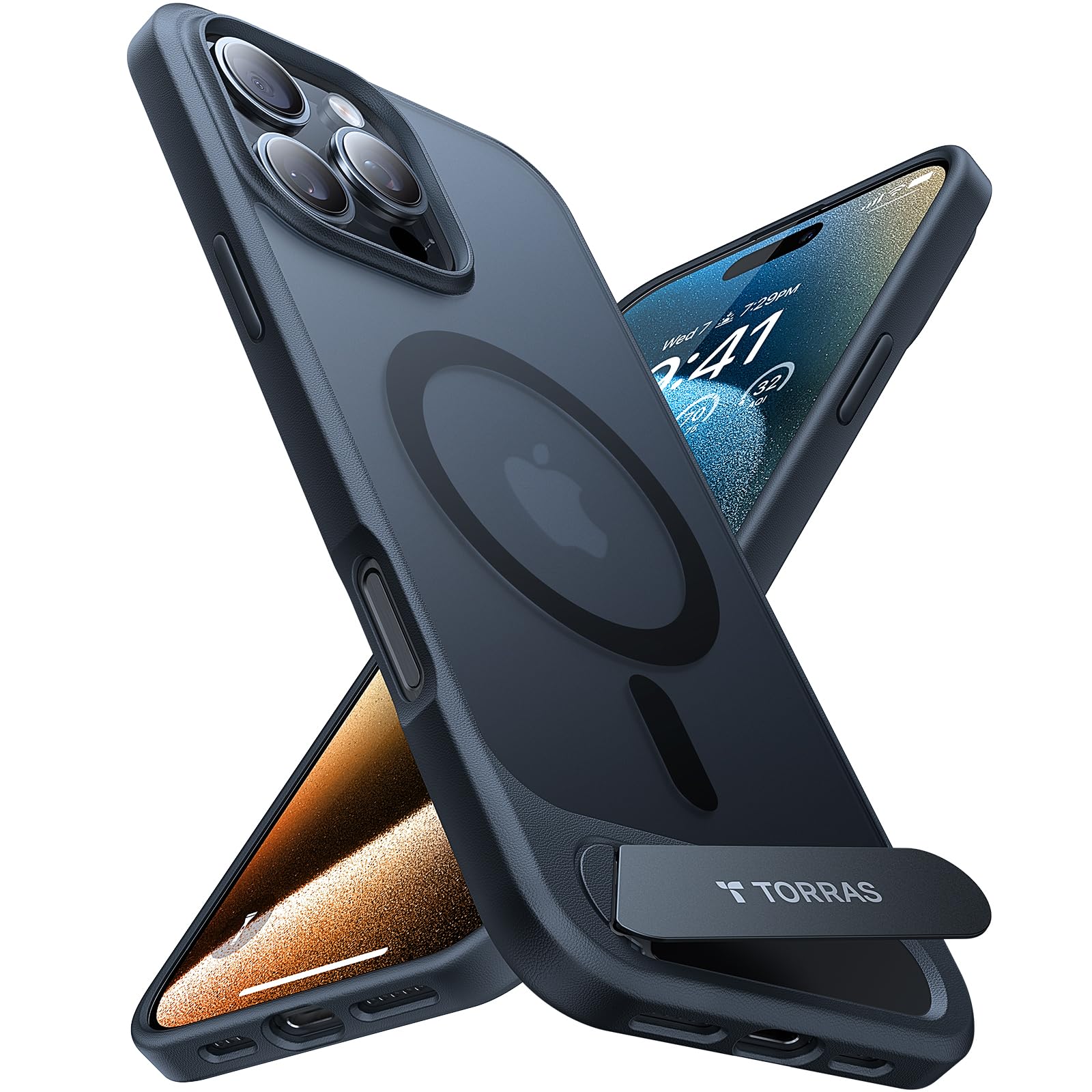 Photo 1 of TORRAS Strong Magnetic & Seamless Stand for iPhone 16 Pro Case, [18N Mighty Magnetic] [12FT Mil-Grade Drop Tested] [Fit for MagSafe] Kickstand Protective Slim Phone Case for iPhone 16 Pro 6.3", Black