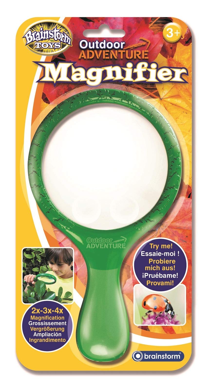 Brainstorm Toys Outdoor Adventure Magnifier – Magnifying Glass for Kids, Up To 4x Magnification, Perfect for Nature Exploration and Outdoor Discovery