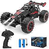 ACAMMZAR Remote Control Car, 1:18 High Speed RC Cars for Kids, 20KM/H Monster RC Truck Off Road with Lights Toys for Boys, Red