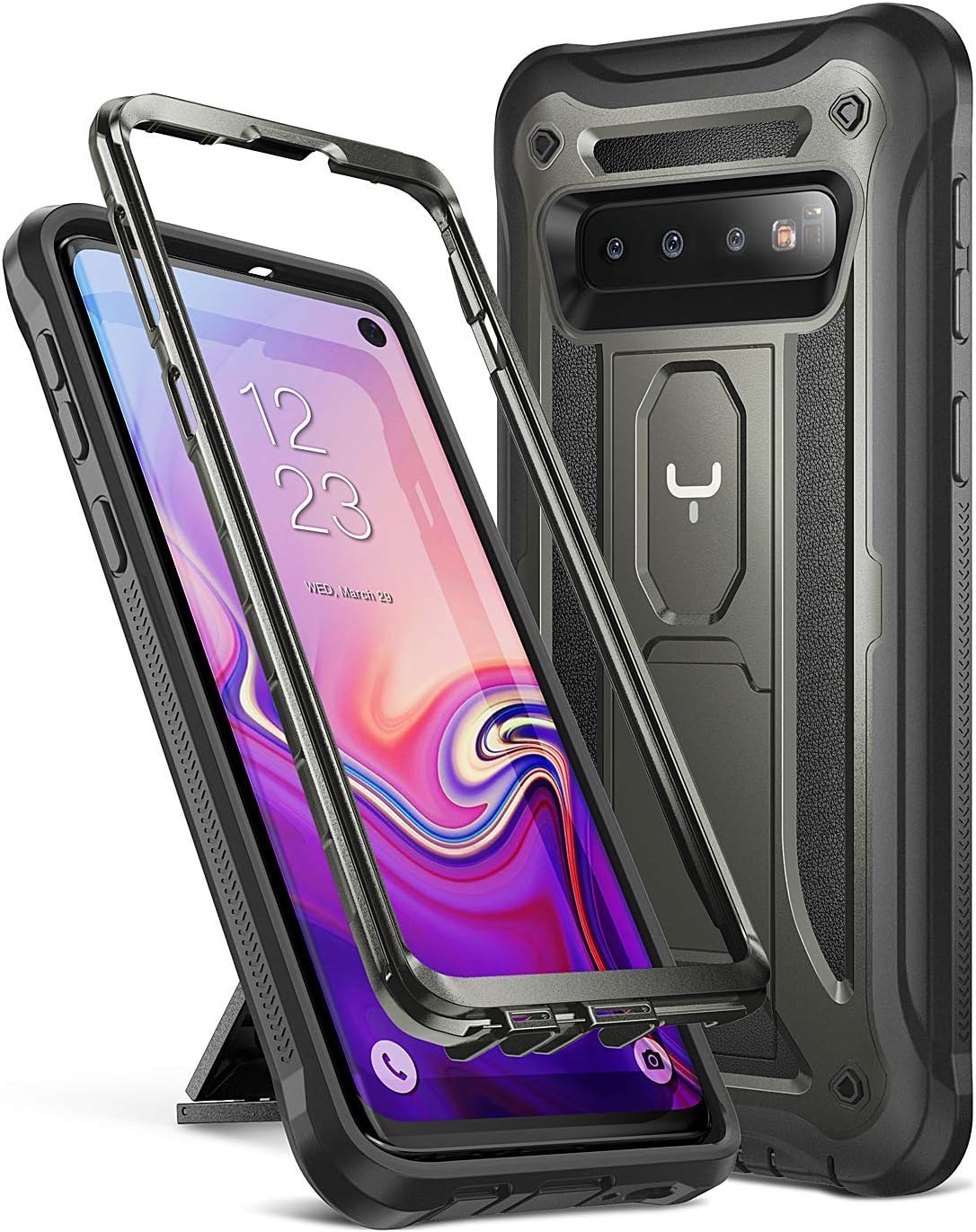 YOUMAKER Kickstand Case for Galaxy S10, Heavy Duty Protection Shockproof Full Body Slim Fit