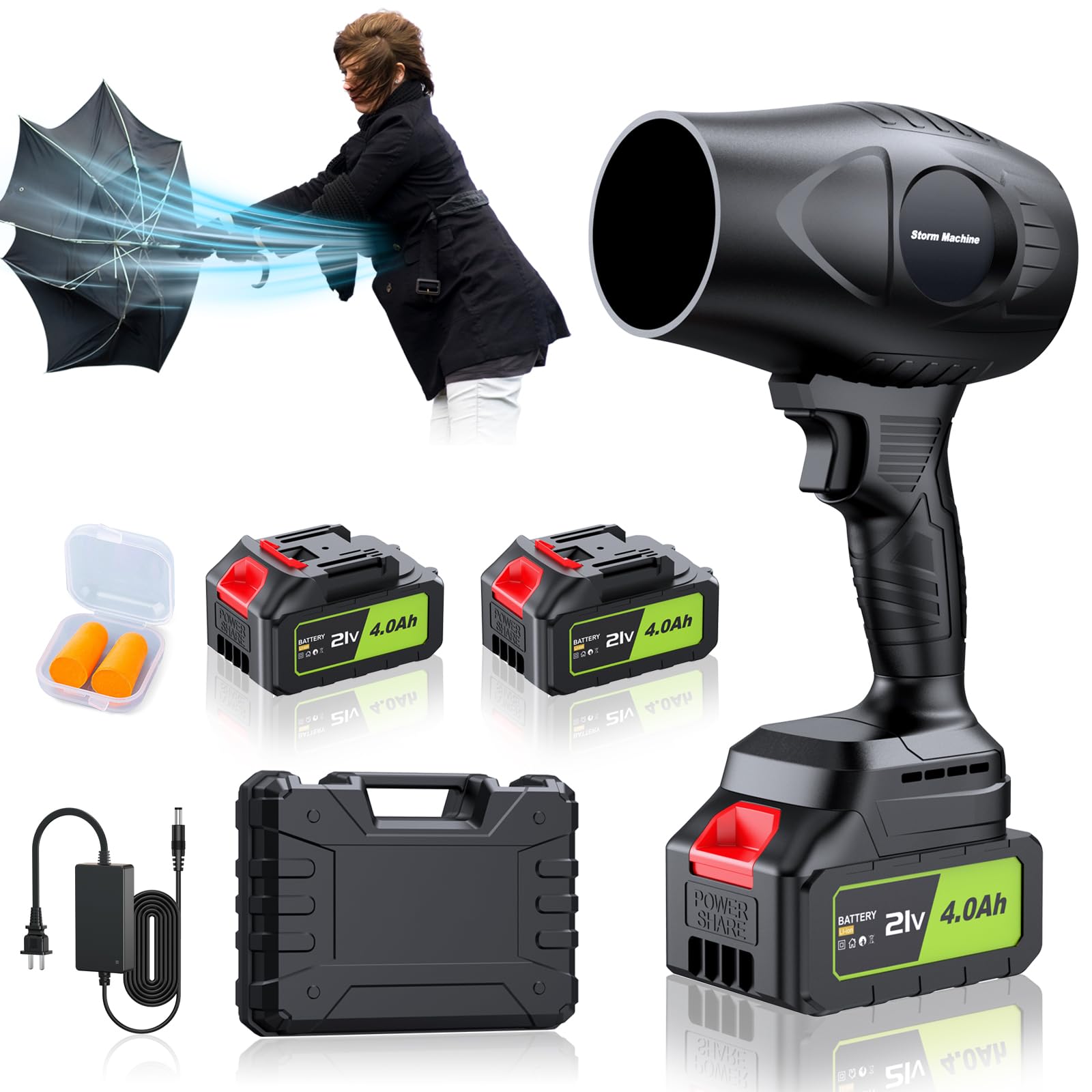 Photo 1 of Electric-Cordless-Leaf-Blower - 600000RPM Handheld Leaf Blower - 2 X 4.0Ah Batteries and Charger Included, Lightweight Leaf Blowers for Patio Cleaning Dark