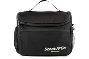 SCOOTNGO Front Storage Bag for Mobility Scooter, Black Battery Bag for LITE, with Handle and Compartments