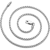 AmyRT Jewelry 3mm Titanium Steel Rolo Silver Chain Necklaces for Women Men 16 to 30 in