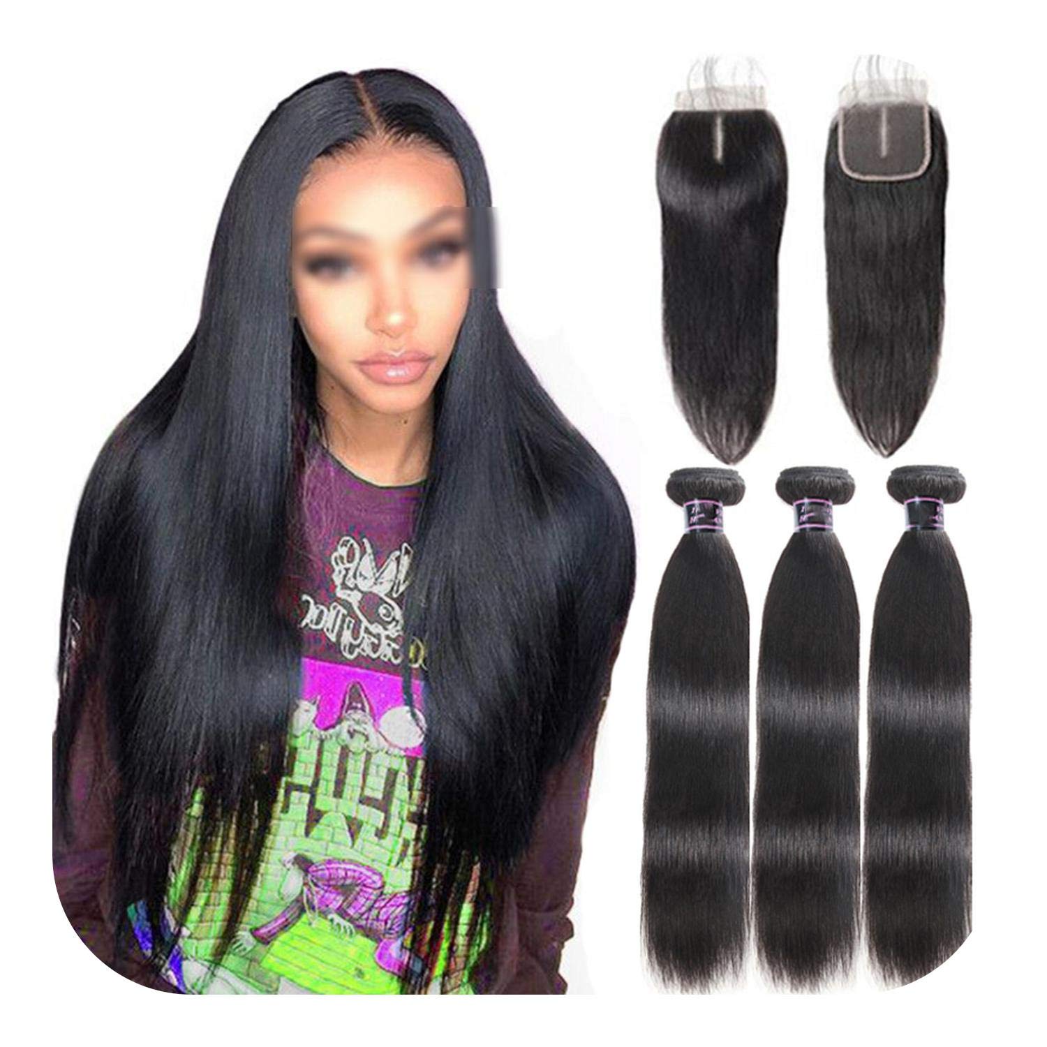 Amazon Com Straight Messy Hair Straight Hair Bundles With Closure