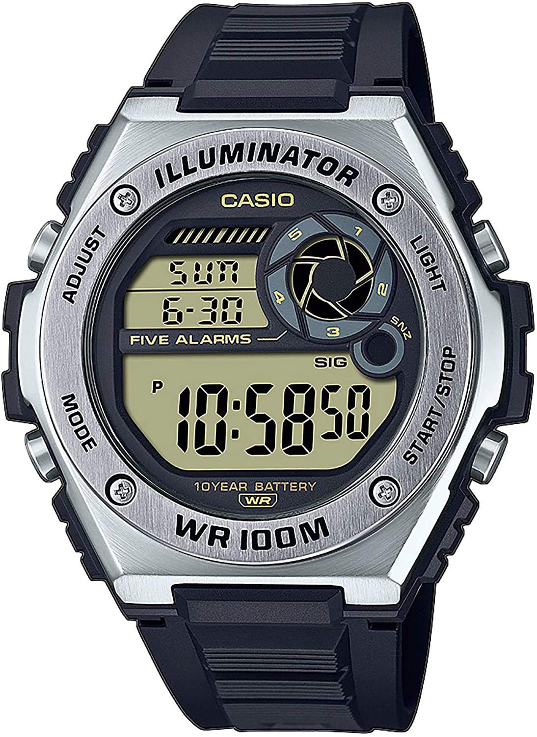 Casio Men's Digital Quartz Watch with Plastic Strap MWD-100H-9AVEF