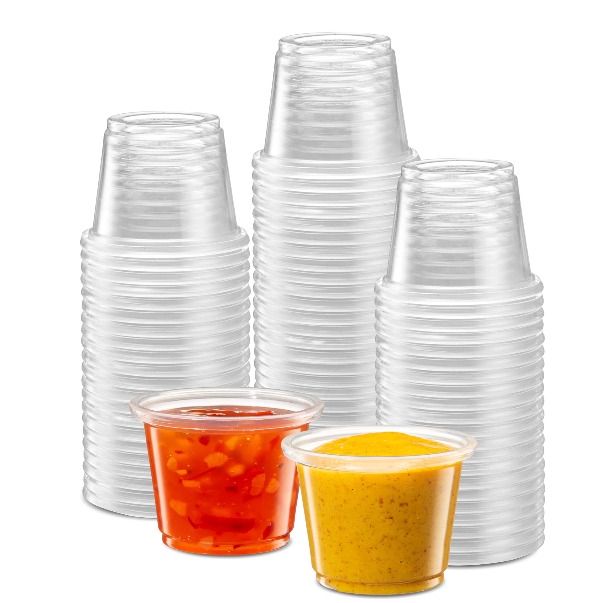 Photo 1 of {1 oz,200 Cups} Clear Diposable Plastic Portion Cups No Lids, Small Mini Containers For Portion Controll, Jello Shots, Meal Prep, Sauce Cups, Slime, Crafts, Disposable Souffle Cups & Much more