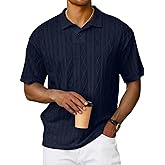 Sailwind Men's Short Sleeve Texture Polo Shirts Casual Summer Classic Collared Golf Shirt