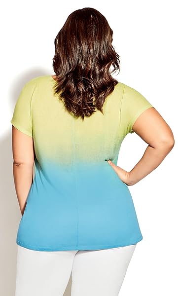 AVENUE WOMEN’S PLUS SIZE TOP – VICTORIA OMBRE NECKLACE CITRUS/LIME