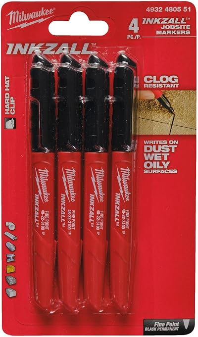 Milwaukee InkZall Markers Black 4 Pack