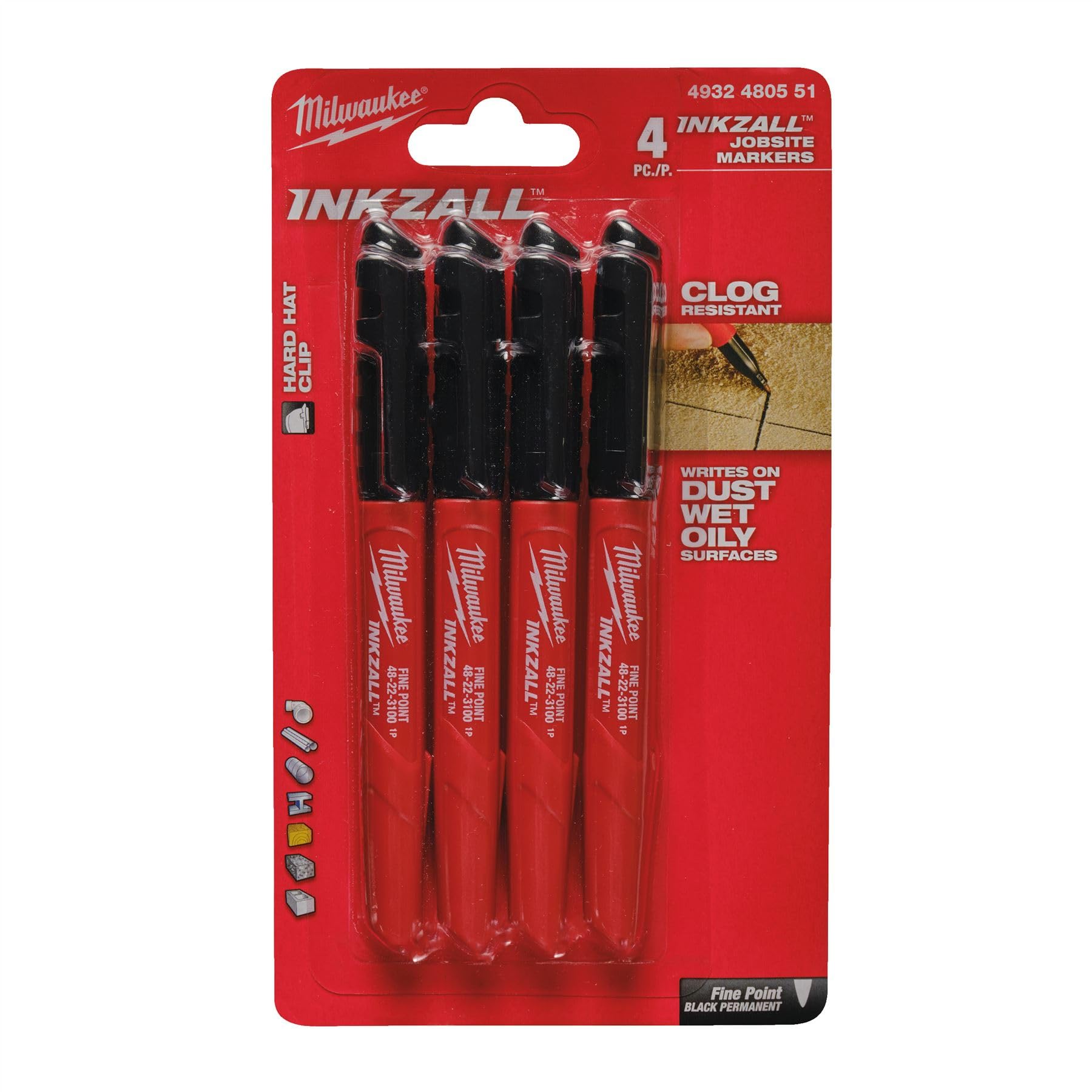 Milwaukee - INKZALL Markers Black - 4 pcs