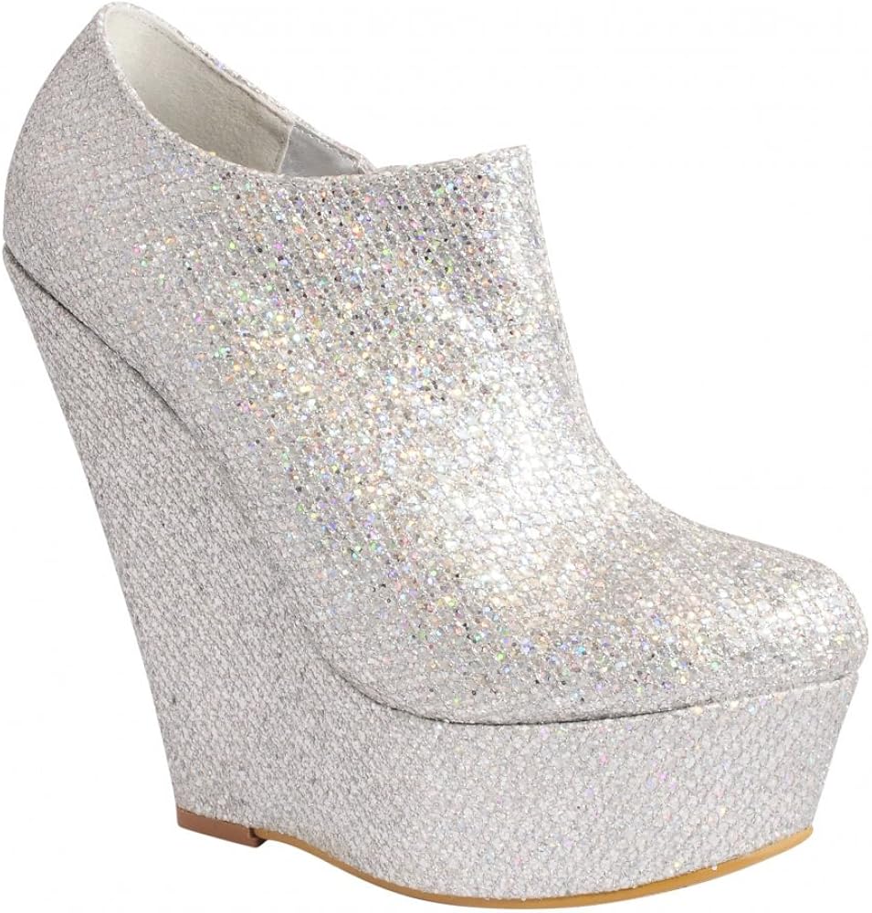 glitter wedge boots