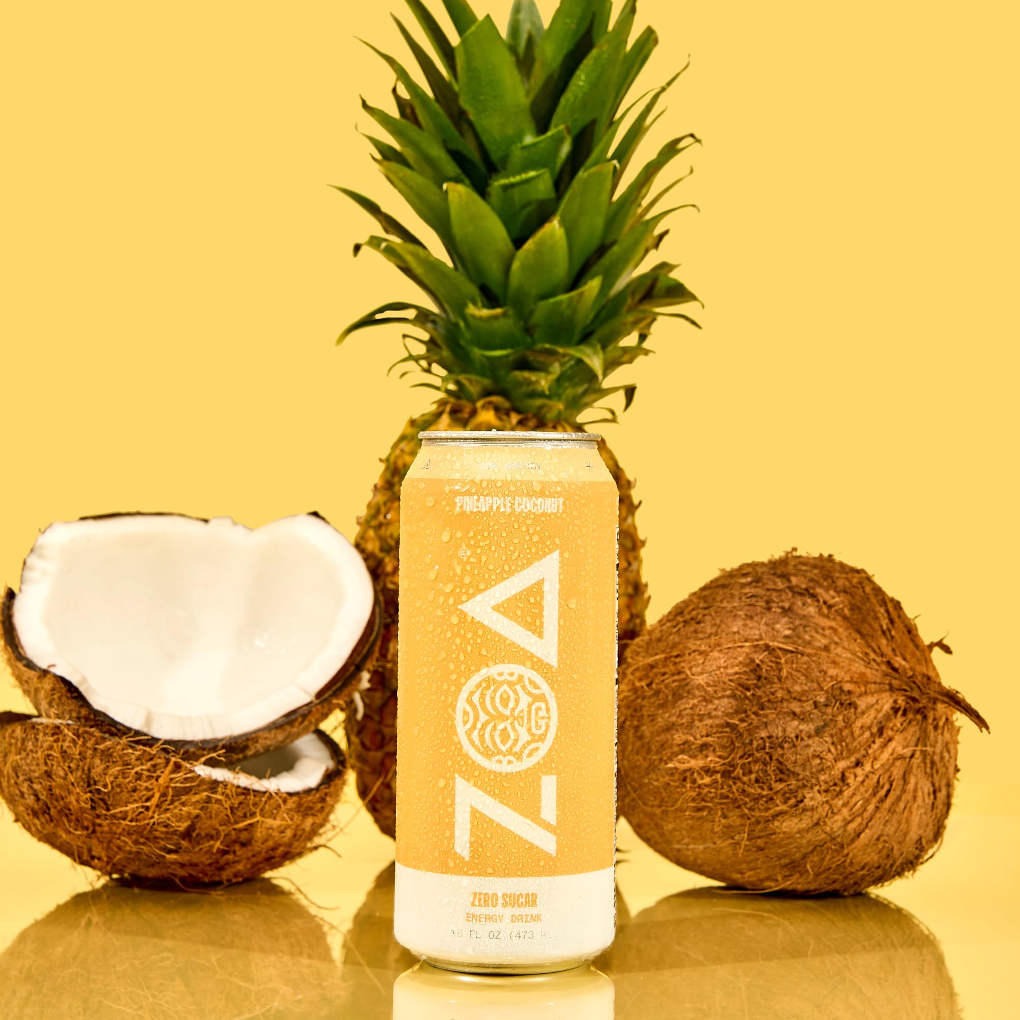 ZOA Zero Sugar Energy Drinks, Pineapple Coconut - Sugar Free with Electrolytes, Healthy Vitamin C, Amino Acids, Essential B-Vitamins, and Caffeine from Green Tea - 16 Fl Oz (12-Pack)