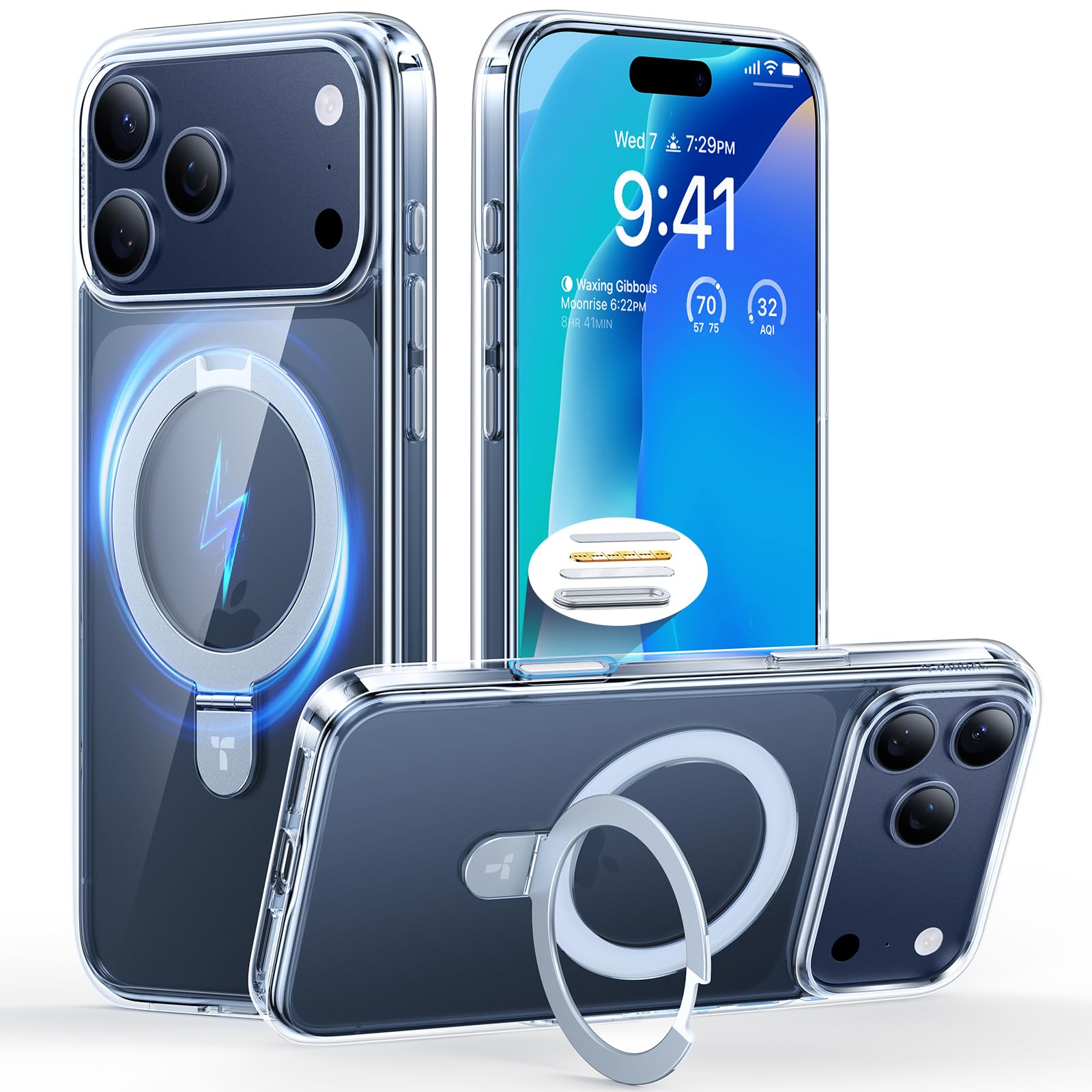Photo 1 of TORRAS Ostand Magnetic for iPhone 17 Pro Max Case, Fit for MagSafe, Sturdy Stand, Military Grade Drop Tested, Camera Control Button, Clear Slim Soft Edge Case for iPhone 17 Pro Max 6.9", Clear