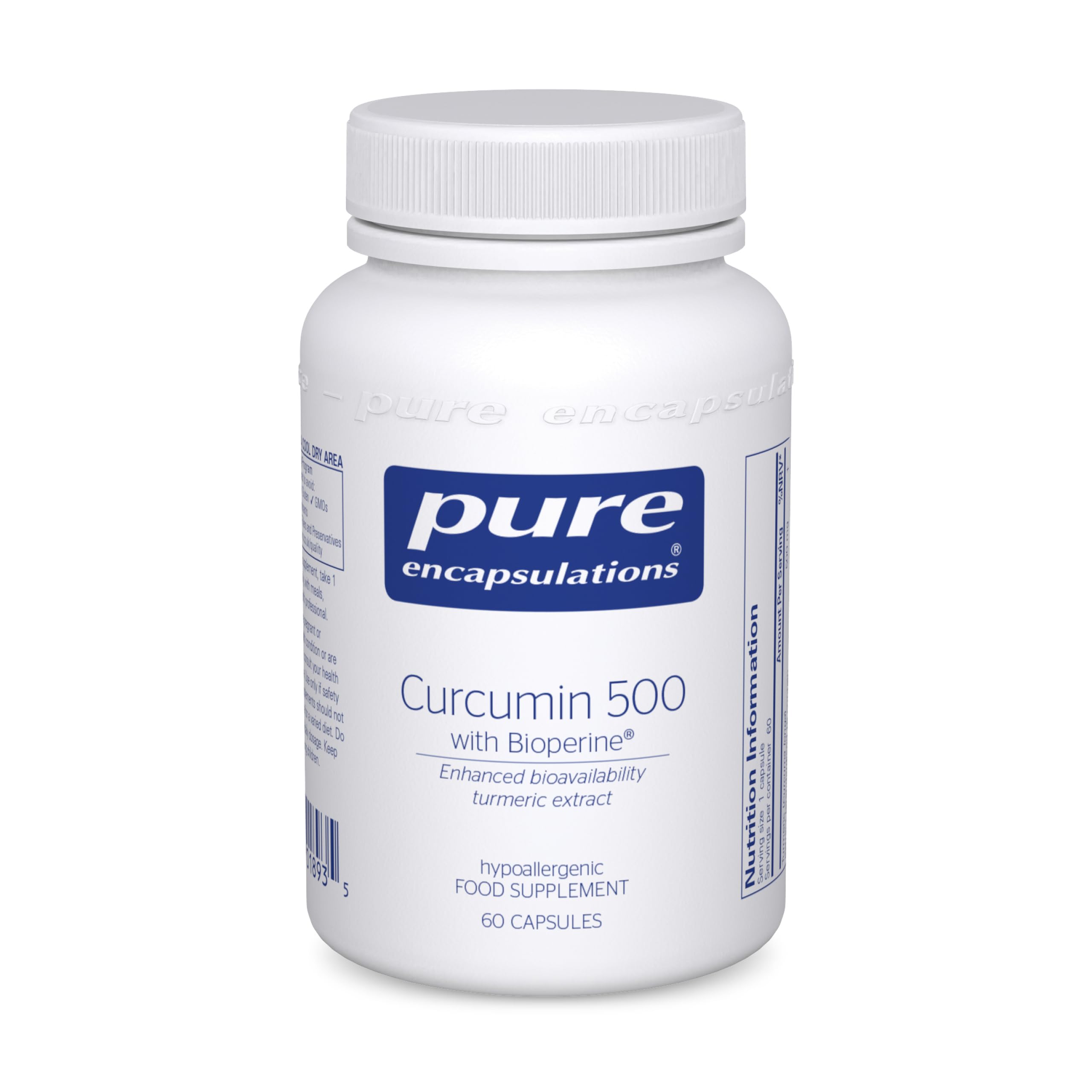 Pure Encapsulations Curcumin 500 with Bioperine - Enhanced Bioavailability - Turmeric Extract - 60 Capsules