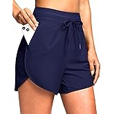 G Gradual Women's 4'' High Waisted Swim Board Shorts Quick Dry Swimming Bathing Suit Bottoms for Women with Pockets Liner