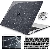 Teryeefi for MacBook Pro 13 Inch Case 2022 2021 2020 2019 2018 2017 2016 Release A2338 M1 M2 A2289 A2251 A2159 A1989 A1706, Sparkly Hard Shell Cover +Keyboard Cover + Screen Protector, Glitter Black