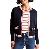 YEXPINE Women's Cardigan Sweater Open Front Color Block Button Down Knit Tweed Jackets Fall Cropped Coat