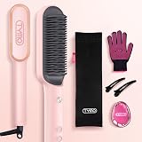 TYMO Hair Straightener Brush UK 2-in-1 Anti-Scald 5 Temp 130-210°C Pink view 7