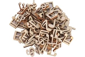 Lot de 100 notes de musique en bois pour décoration de concert, Noël, fête, décoration d'intérieur (clip motif note de musiqu