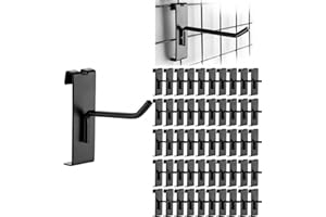COOLOUS 50PCS Gridwall Hooks, 4 Inch Gridwall Accessories Heavy Duty Display Hooks for Grid Wall Panels Retail Shop Trade Show Display Home Office Garage Storage Supplies(Black)
