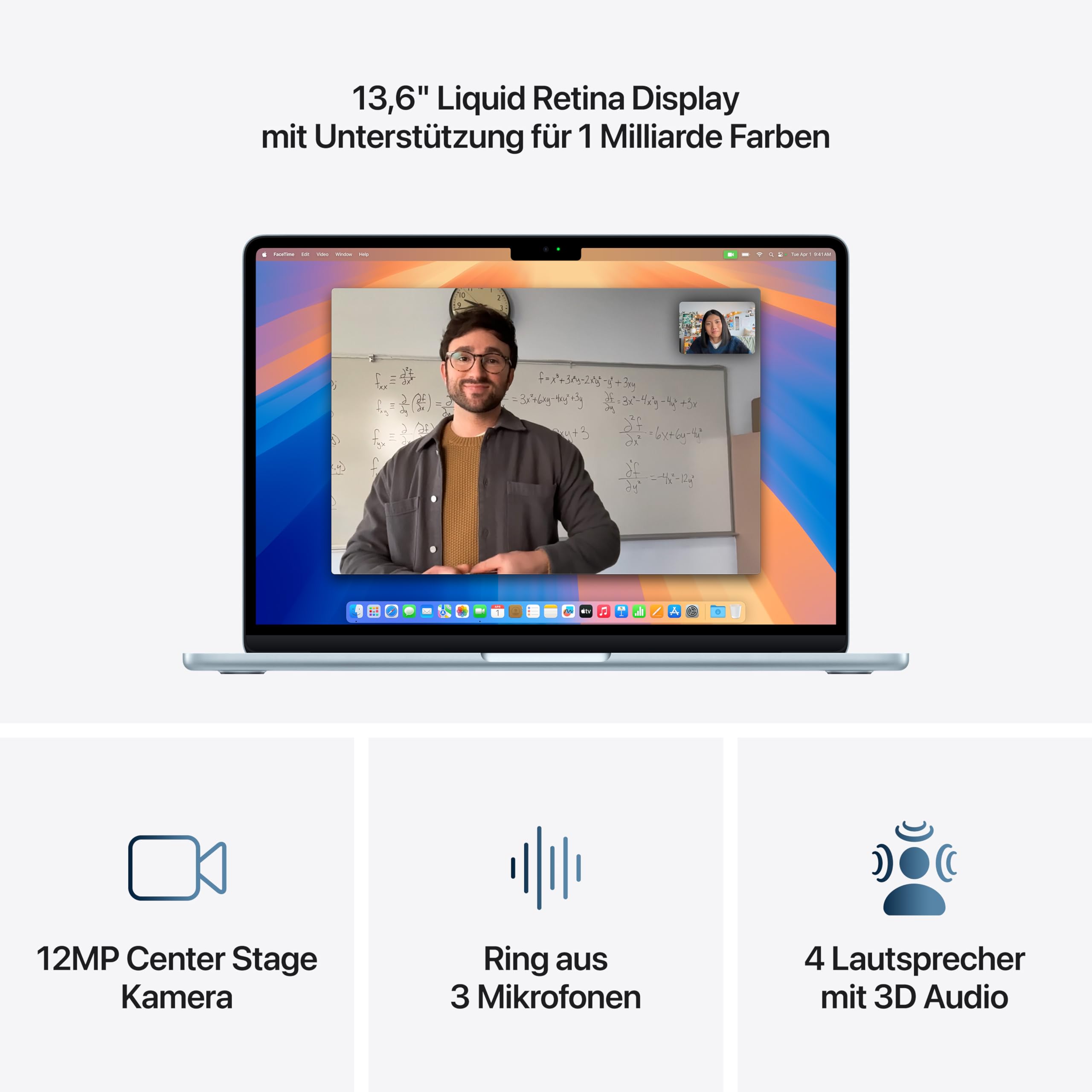 Apple MacBook Air (13 inch, Apple M4 Chip with 10-Core CPU and 8-Core GPU, 16GB Shared Memory, 256GB) - Sky Blue