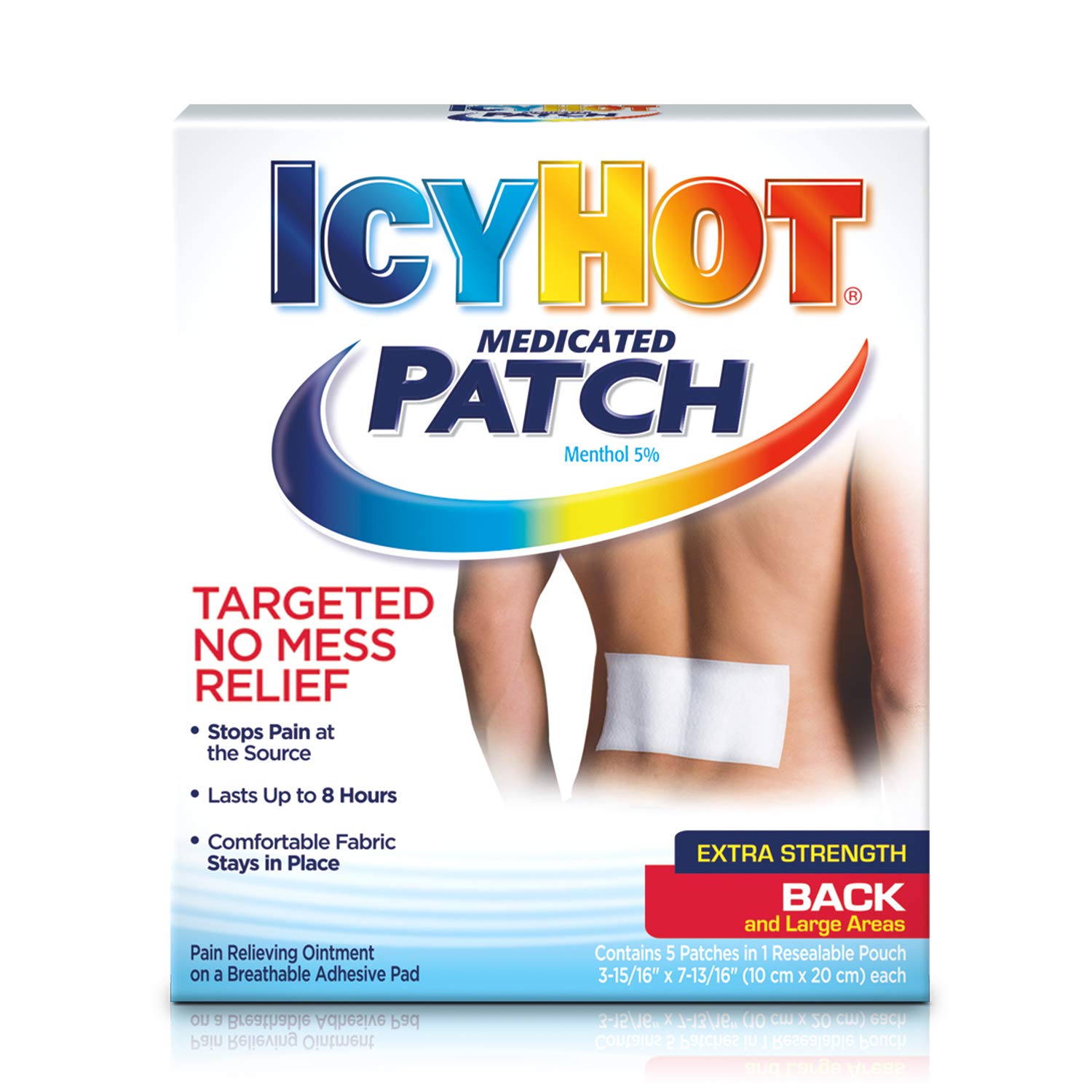 Icy Hot Medicated Patch Extra Strength Pain Relief Patch for Back or