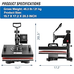 Topdeep Heat Press 15x15 Inch 8 in 1 Heat Press