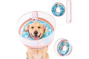 MARIYAGO Inflatable Dog Cone Collar with Enhanced Anti-Licking, Soft Neck Donut for Dogs Cats, Recovery Pet Cone Collar After Surgery for Large Medium Small Dogs (Donut Blue, Large)