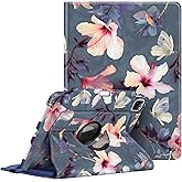 Fintie Rotating Case for iPad Pro 11-inch (4th / 3rd Generation) 2022/2021-360 Degree Swiveling Stand Cover w/Pencil Holder, Auto Sleep/Wake, Also Fit iPad Pro 11" 2nd/1st Gen, Blooming Hibiscus