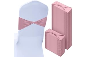 CHENGU 100 Pcs Spandex Chair Sashes Plain Bow Wedding Royal Chair Bands Without Buckle Birthday Decorations Elastic Ties Spandex Slider Sashes for Events Party Ceremony